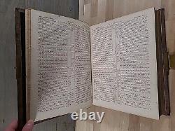 C1860 SAINTE BIBLE gaufrée BELLE cuir ÉPOQUE DE LA GUERRE DE SECESSION famille ILLUSTRÉE
