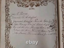 C1860 SAINTE BIBLE gaufrée BELLE cuir ÉPOQUE DE LA GUERRE DE SECESSION famille ILLUSTRÉE