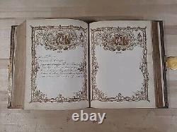 C1860 SAINTE BIBLE gaufrée BELLE cuir ÉPOQUE DE LA GUERRE DE SECESSION famille ILLUSTRÉE