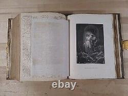 C1860 SAINTE BIBLE gaufrée BELLE cuir ÉPOQUE DE LA GUERRE DE SECESSION famille ILLUSTRÉE
