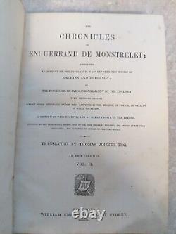 CHRONIQUES D'ENGUERRAND DE MONSTRELET 2 VOLS guerre civile orléanaise bourguignonne 1840