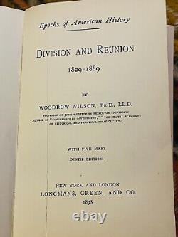 Cartes de la guerre civile Division & Réunion 1829-1889 Histoire américaine - Woodrow Wilson 1898