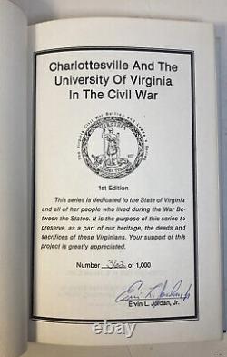 Charlottesville University Virginia CIVIL War Ervin Jordan Signé 1er Ed Hc Book