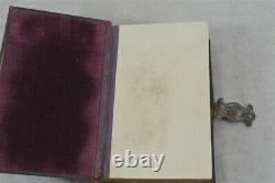 Couvertures en velours ancien de la Bible, fermoir en argent, 5x3.25, pré-guerre civile 1852, original