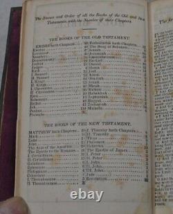 Couvertures en velours ancien de la Bible, fermoir en argent, 5x3.25, pré-guerre civile 1852, original