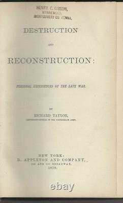 DESTRUCTION ET RECONSTRUCTION - Expériences personnelles de la guerre récente - 1879 1ère édition