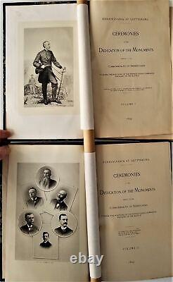 Dédicace des monuments antiques de la guerre civile de GETTYSBURG en 1893, ensemble de 2 volumes en Pennsylvanie, PA