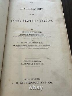 'Dispensaire des États-Unis, 13e édition, Wood & Bache, 1871, Livre de l'ère de la Guerre Civile'