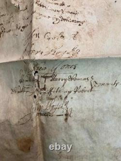 Document antique de 1646 en vélin sur la guerre civile anglaise signé par Thomas Myddleton