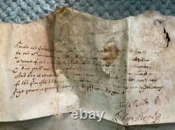 Document antique de 1646 en vélin sur la guerre civile anglaise signé par Thomas Myddleton