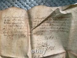 Document antique en vélin de 1646 signé par Thomas Myddleton sur la guerre civile anglaise