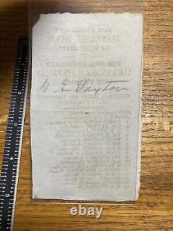 Document de la guerre civile BULLETIN DE VOTE Élection du président confédéré Jefferson Davis CSA