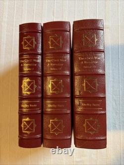 Easton Press La Guerre Civile Un Récit Ensemble de 3 Volumes Shelby Foote 1991 Cuir