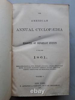 Encyclopédie Américaine des Événements Etc. HC SIX Volumes 1861-1866 GUERRE CIVILE