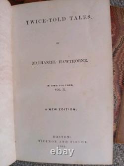 Ensemble de 3 romans en cuir de l'époque de la guerre civile antique de 1864 de Nathaniel Hawthorne, tranches dorées
