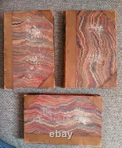 Ensemble de 3 romans en cuir de l'époque de la guerre civile antique de 1864 de Nathaniel Hawthorne, tranches dorées