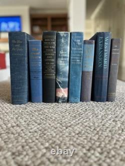 Ensemble de 8 livres reliés vintage bleus sur l'histoire américaine