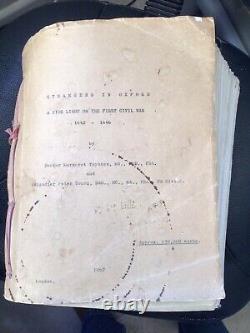 Étrangers à Oxford manuscrit original 1967 Guerre Civile anglaise. Young & Toynbee