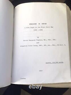 Étrangers à Oxford manuscrit original 1967 Guerre Civile anglaise. Young & Toynbee