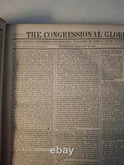 Globe Congressional Original 1860-1861 Volumes 1-2 Sécessions d'États et Guerre Civile
