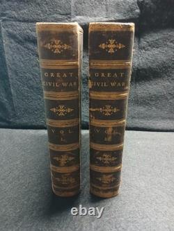 Grand Guerre Civile Vol I & III Ensemble de Livres Historiques Illustrés en Cuir Antique par Tomes 1860