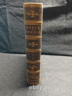 Grand Guerre Civile Vol I & III Ensemble de Livres Historiques Illustrés en Cuir Antique par Tomes 1860