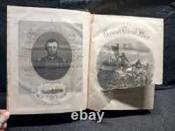 Grand Guerre Civile Vol I & III Ensemble de Livres Historiques Illustrés en Cuir Antique par Tomes 1860