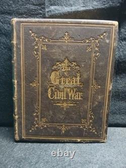 Grand Guerre Civile Vol I & III Ensemble de Livres Historiques Illustrés en Cuir Antique par Tomes 1860