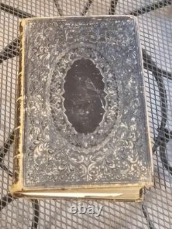 Grande Bible familiale antique de 1861 avec notes et instructions de l'époque de la guerre civile