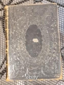 Grande Bible familiale antique de 1861 avec notes et instructions de l'époque de la guerre civile