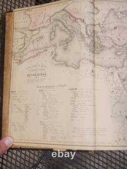 Grande Bible familiale antique de 1861 avec notes et instructions de l'époque de la guerre civile