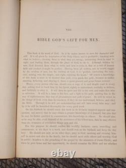 Grande Bible familiale antique de 1861 avec notes et instructions de l'époque de la guerre civile