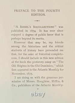 Guerre civile - Souvenirs d'un rebelle 1905 4ème édition 1er régiment de cavalerie de Virginie