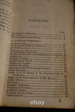 Guerre civile de l'armée américaine Le compagnon du soldat Commission sanitaire 1865 Livre de poche, 1ère