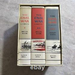 Guerre civile : un récit de Shelby Foote en 3 volumes. Coffret de livres de chef-d'œuvre avec couverture rigide.