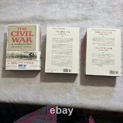 Guerre civile : un récit de Shelby Foote en 3 volumes. Coffret de livres de chef-d'œuvre avec couverture rigide.
