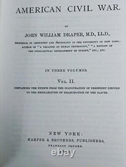 HISTOIRE DE LA GUERRE CIVILE AMÉRICAINE, 1867-1870, John William Draper - 3 tomes. NOUVEAU