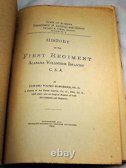 HISTOIRE DU PREMIER RÉGIMENT D'INFANTERIE DE L'ALABAMA 1904 Confédérés de la Guerre Civile CSA