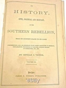 Histoire de la guerre civile 1ère édition 1861 Histoire de la rébellion du Sud 3 volumes