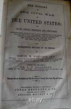 Histoire de la guerre civile aux États-Unis Schmucker Brocket 1865 Rare