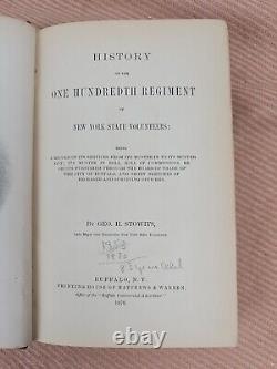 Histoire du 100e Régiment de Volontaires de l'État de New York George H Stowits 1870 Guerre Civile RARE