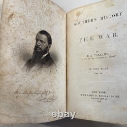 Histoire du sud de la guerre Vol 1 & 2 Edward Pollard 1866 Livre - HC Guerre de Sécession