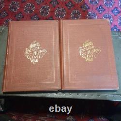 Histoire picturale de la guerre civile de Harpers, volumes 1 et 2, antique vintage de 1868