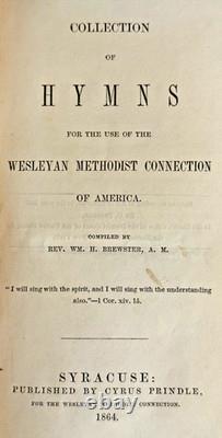 Hymnaire méthodiste wesleyen de 1864 Rev W. H. Brewster Reliure en cuir de l'époque de la guerre civile