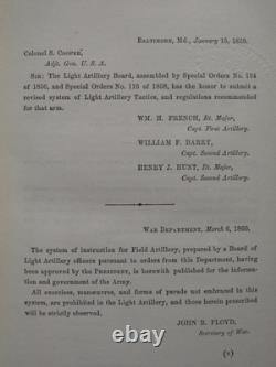 Instructions pour l'artillerie de campagne 1861 Première édition Manuel de la Guerre Civile Mylar