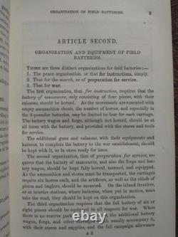 Instructions pour l'artillerie de campagne 1861 Première édition Manuel de la Guerre Civile Mylar