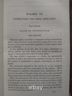 Instructions pour l'artillerie de campagne 1861 Première édition Manuel de la Guerre Civile Mylar