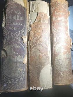 J T Headley, La Grande Rébellion, Histoire de la Guerre Civile 3 Volumes Voir Images