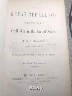 J T Headley, La Grande Rébellion, Histoire de la Guerre Civile 3 Volumes Voir Images
