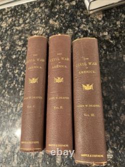 LA GUERRE DE SECESSION EN AMÉRIQUE VOLUMES 1-3 Par John W. Draper 1867 RARE